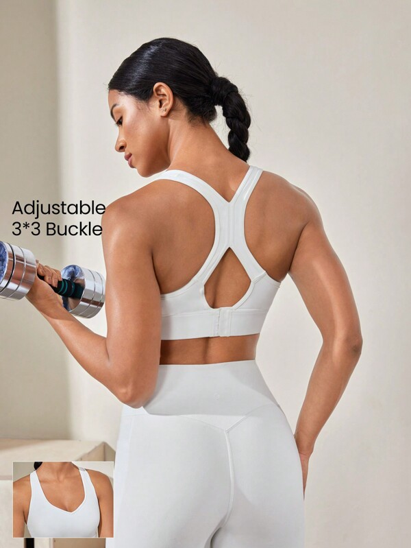 GLOWMODE FeatherFit™-Sculpt V Neck Racerback Sports Bra Tank Top Medium Support Workout Gym
