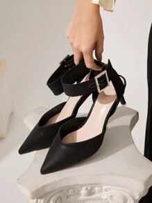 CUCCOO CHICEST 2024 New Spring Sexy Satin Black Thin Strap High Heels For New Year Holiday - Black - View 1