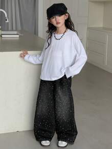 Dazy Kids Tween Girl Denim Jeans, Autumn,Back To School Clothes - Black - View 2