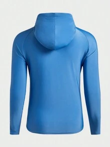 Manfinity Sport Corelite 男士前拉链印花休闲连帽夹克，简约设计运动夹克