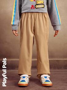 SHEIN 1pc Young Boys Straight Solid Color Gentleman Casual Pants, Basic Design Suitable For School And Outdoor Play, Spring/Summer Outfits - Yellow - View 3