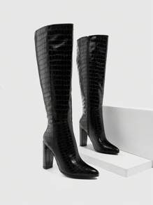 CUCCOO SZL Women Fashion Pointed Toe Chunky Heel Boots Spring Shoes Spring Break Easter - Black - View 4