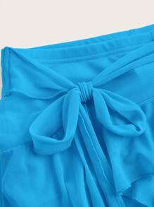 SHEIN ICON Women's Multi-Layer Ruffle Trim Low Rise Y2K Mini Black Skirt - Blue - View 3