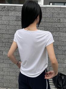 DAZY Basic Casual Solid Color Office Lady T-Shirt For Women, Spring/Summer