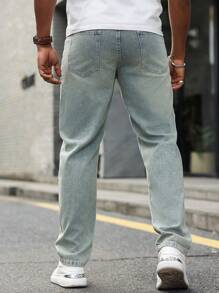 Manfinity Homme Men's Straight Fit Casual Pockets Jeans - Blue - View 2