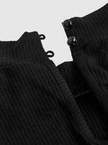 SHEIN MOD Plus Size Black Asymmetric Hem Puff Sleeve Fuzzy Panel Long Sleeve Dress,Autumn Elegant Formal Evening Night Out Club,Goth Renaissance Dinner Outfit - Black - View 6