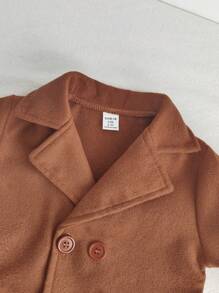 SHEIN Baby Boys Casual Reversible Double-Breasted Jacket With Lapel Collar, Warm Outerwear For Autumn/Winter, Suitable For Outdoor & Party Occasions