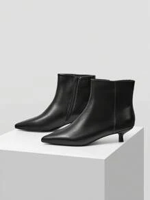 MOTF PREMIUM 时尚尖头高跟短靴，适合新年假期、情人节、春季鞋、春假复活节 - 黑色 - 查看 4