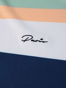 Manfinity Homme Men's Simple Casual Striped Print Front Button Polo Shirt - Multicolor - View 5