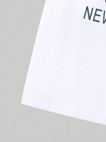SHEIN 2 pièces Ensemble décontracté pour garçon préadolescent incluant un t-shirt et un jean déchiré, pour le printemps/été