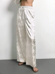 Maija Nuevo traje urbano de invierno, pantalones casuales largos de mujer con tela de jacquard floral de color albaricoque, adecuado para uso casual, fiesta de vacaciones, salida elegante moderna de lujo, día de San Valentín