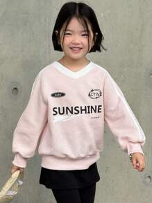 DAZY 少女休闲字母印花卫衣，秋冬 - 粉色 - 查看 4