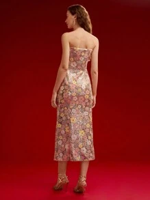 MOTF PREMIUM 亮片花朵大腿开衩连衣裙，情人节装 - 彩色 - 查看 7