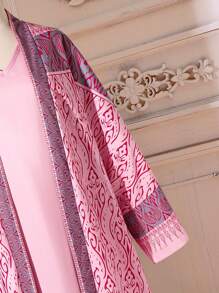 2pcs/Set Teen Girl Floral Long Sleeve Jacket & Dress Set