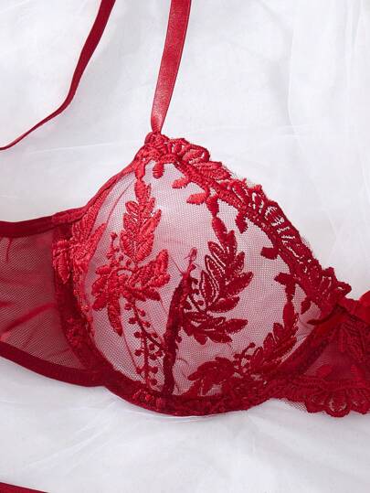 Esselle Women Geborduurde Mesh Verleidelijke Lingerie Set Going Out view 3