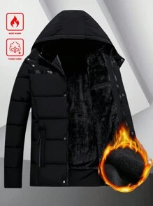 Manfinity Homme Men's Loose Fit Hooded Padded Coat - Black - View 3