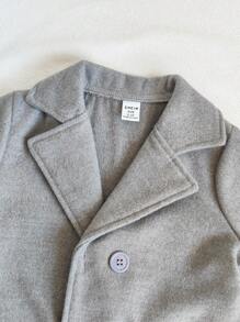 SHEIN Kurtka dwurzędowa dla chłopców z kołnierzykiem i długim rękawem, ciepła i modna na wyjścia i imprezy jesienią/zimą