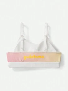 Gudetama X SHEIN Tween Girl Letter & Cartoon Print Sutien Ringer Ombre