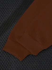 SHEIN Boys Hooded Knit "Art Is The Future" Sweatshirt - Brown - View 5