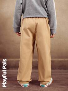 SHEIN 1pc Young Boys Straight Solid Color Gentleman Casual Pants, Basic Design Suitable For School And Outdoor Play, Spring/Summer Outfits - Yellow - View 2