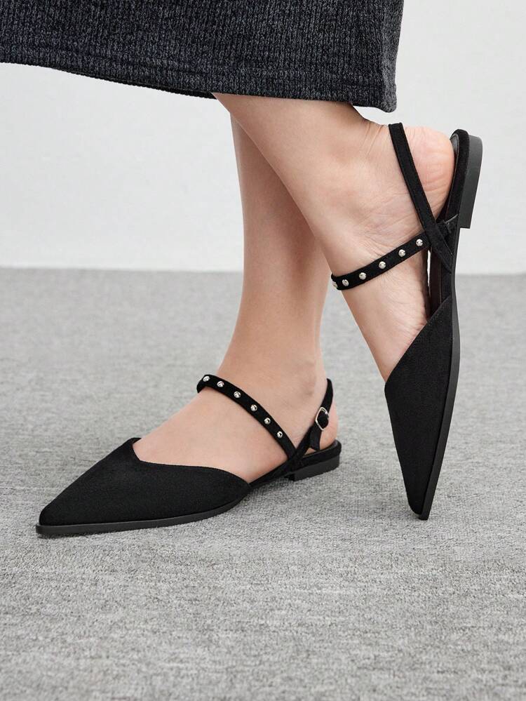 CUCCOO BIZCHIC Women's Elegant Faux Suede Pointed Toe Flats, Fashion & Commuting Casual Outfit Spring Vintage Stylish Design Valentine's Day