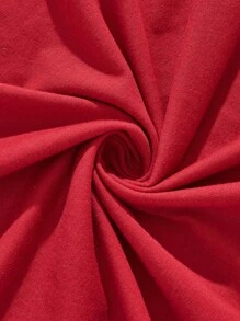 Betty Boop x SHEIN Women's Casual Cartoon Print Short Sleeve Nightgown, Summer, Moo Moo - Red - View 3