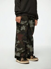 SHEIN 1pc Tween/Teen Boys Street Hip Hop Cargo Pants, Casual Loose Fit Camo Print Trousers With Large Pockets, Suitable For Streetwear, Dance, Music Festivals, School, All Seasons