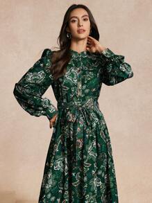 Chiquease Elegant Women's Long Sleeve Printed Long Sleeve Dress Maxi Women Outfit