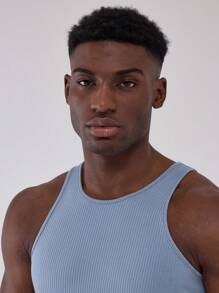 Musero Fitted Sleeveless Tank Top Muscle Fit Plain Tank Top Spring Summer Essentials Capsule Wardrobe - Baby Blue - View 5