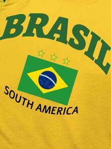 Manfinity Campus Court 男士休闲拼色条纹字母印花短袖 T 恤 - 彩色 - 查看 6