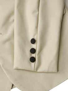 Manfinity Mode Conjunto de chaqueta de traje de manga larga con botones delanteros de dos tonos y pantalones de bolsillo de traje Manfinity Mode, traje de hombre color albaricoque claro, regalo para el novio