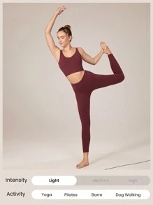 GLOWMODE FeatherFit™ U Back Cropped Active Tank Top Low Impact Yoga Daily Fall Winter - Burgundy - View 6