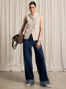 AiiRZ 翻起宽松牛仔裤 - 藍色 - 查看 7