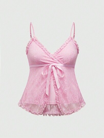 Kawaii Plus Size Cute Sweet Lace Babydoll Cami Top For Summer
