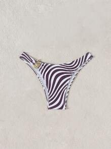 SHEIN Swim Summer Beach Women Swimwear Bottom With Sexy Floral Print & Golden Accessories