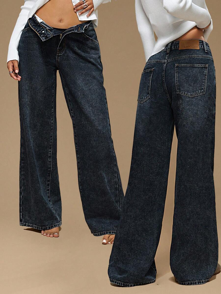 Forever 21 New Autumn/Winter Vintage Washed Low-Rise Casual High Street All-Match Denim Jeans - Blue - View 1