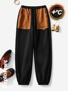 SHEIN 1pc Teen Boy Casual Jogger Pants, Urban Style Color Block Pockets, Suitable For Autumn/Winter Outdoor Activities, Sports, Daily Wear - Black - View 2