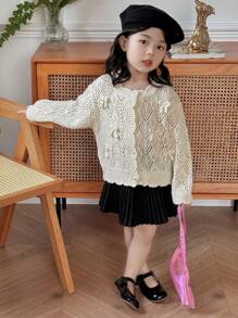 DAZY Girls (Young Girl) Cardigan For Fall - Apricot - View 2