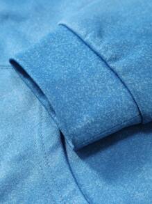 Manfinity EMRG Sudadera con capucha casual minimalista para hombre con cremallera delantera, manga larga y bolsillo con estampado de letra - Azul - Ver 5