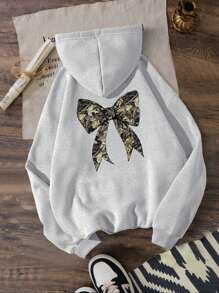 Sweat à capuche avec imprimé forêt, arbre et papillon, style de rue mignon pour filles adolescentes