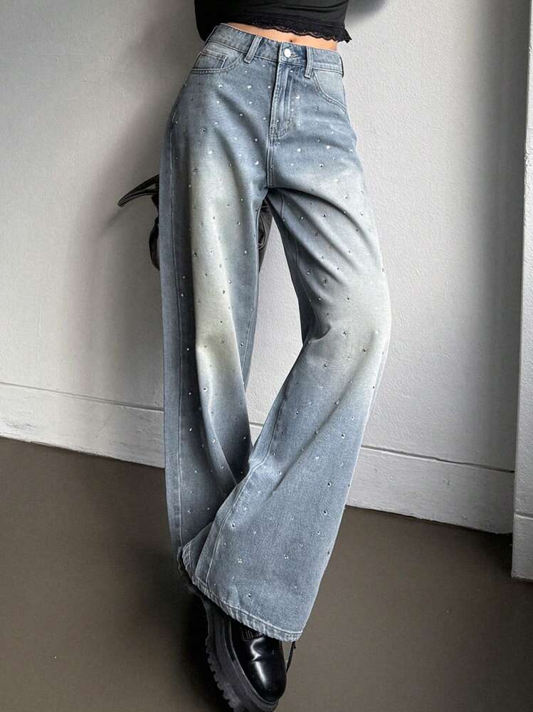 DAZY レディース カジュアル ボタン付き ポケット付き ラインストーン