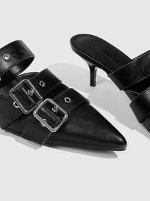 CUCCOO GRLICON 女士 Y2K 朋克风格高跟鞋，适合摩托车、酷女孩、万圣节、圣诞节、派对装扮 - 黑色 - 查看 4