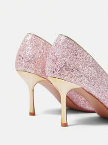 CUCCOO HITCHD 女士时尚优雅水晶装饰高跟鞋情人节款 - 粉色 - 查看 4