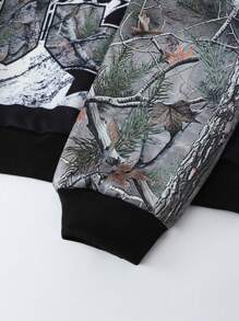 ROMWE MEN Street Life 2 pièces Sweat-shirt à capuche et pantalon de survêtement imprimé lettres automne pour hommes, ensemble décontracté - Militaire verte - Voir 5