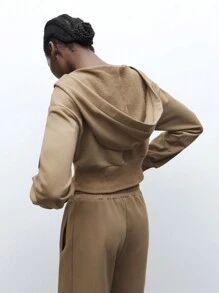 Maija 冬季新款都市现代收腰灰色优雅女式连帽衫，适合休闲、度假、派对、通勤、运动、家居服 - 藍色 - 查看 2
