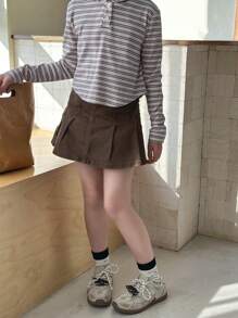Dazy Kids Tween Girl Jean Skirt - Brown - View 3