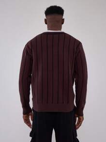 Musero Knit Button Up Striped Cardigan - Multicolor - View 3