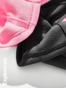 SHEIN 2pcs Girl Teenage Wide Leg Sweatpants, Letter Print, Split Hem, Casual Sports Loose Fleece Pants - Multicolor - View 5