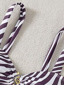 Swim Vcay 女士性感印花金色配饰比基尼上衣，夏日海滩 - 彩色 - 查看 4