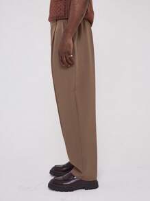 Musero Pleated Tailored Suit Trousers - Brown - View 3